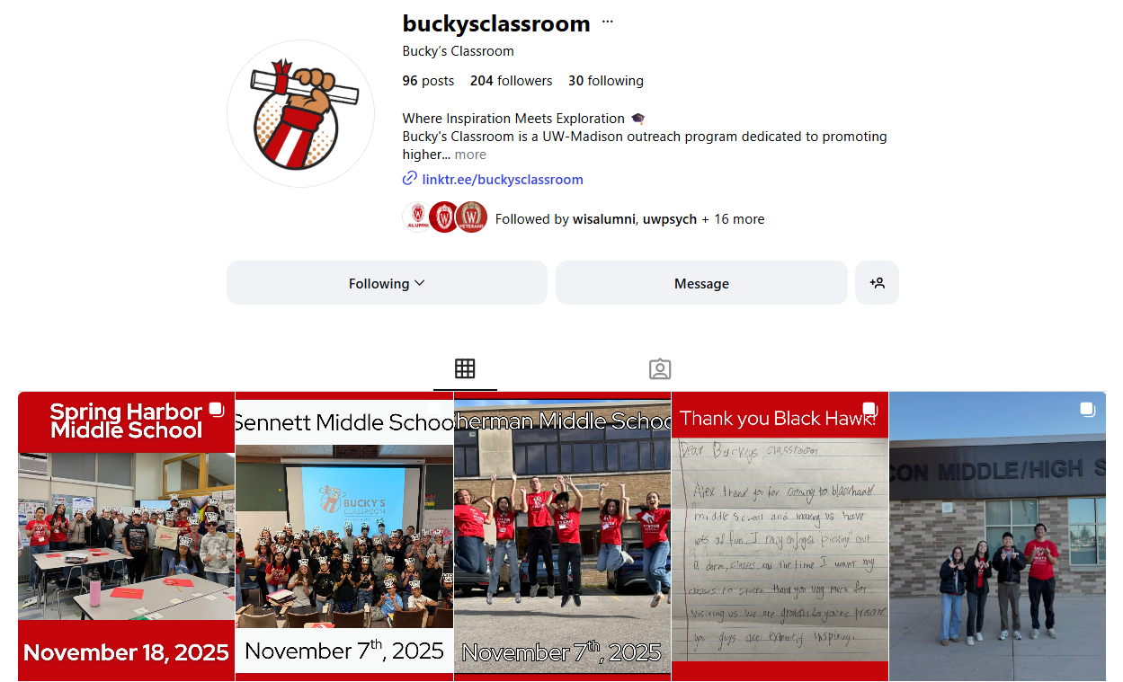 A screenshot of the Bucky's Classroom Instagram page.